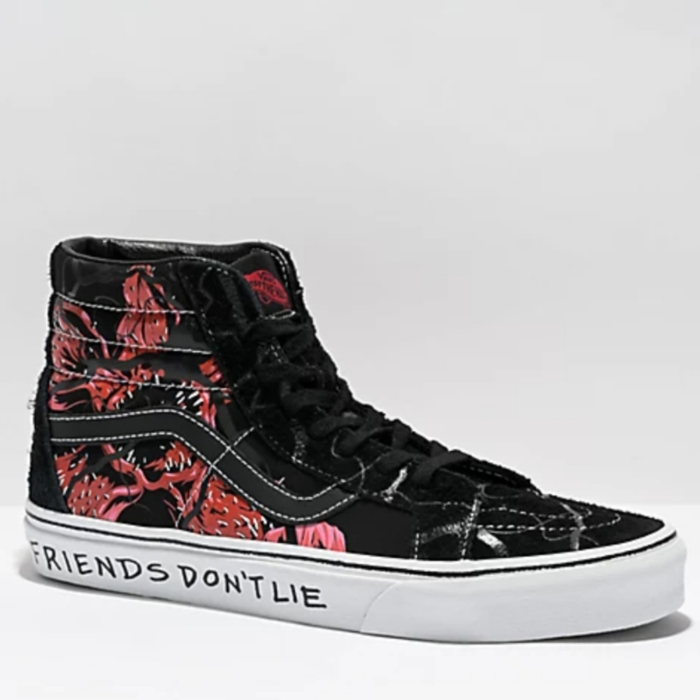 Vans Black and Red High-Top Sneakers